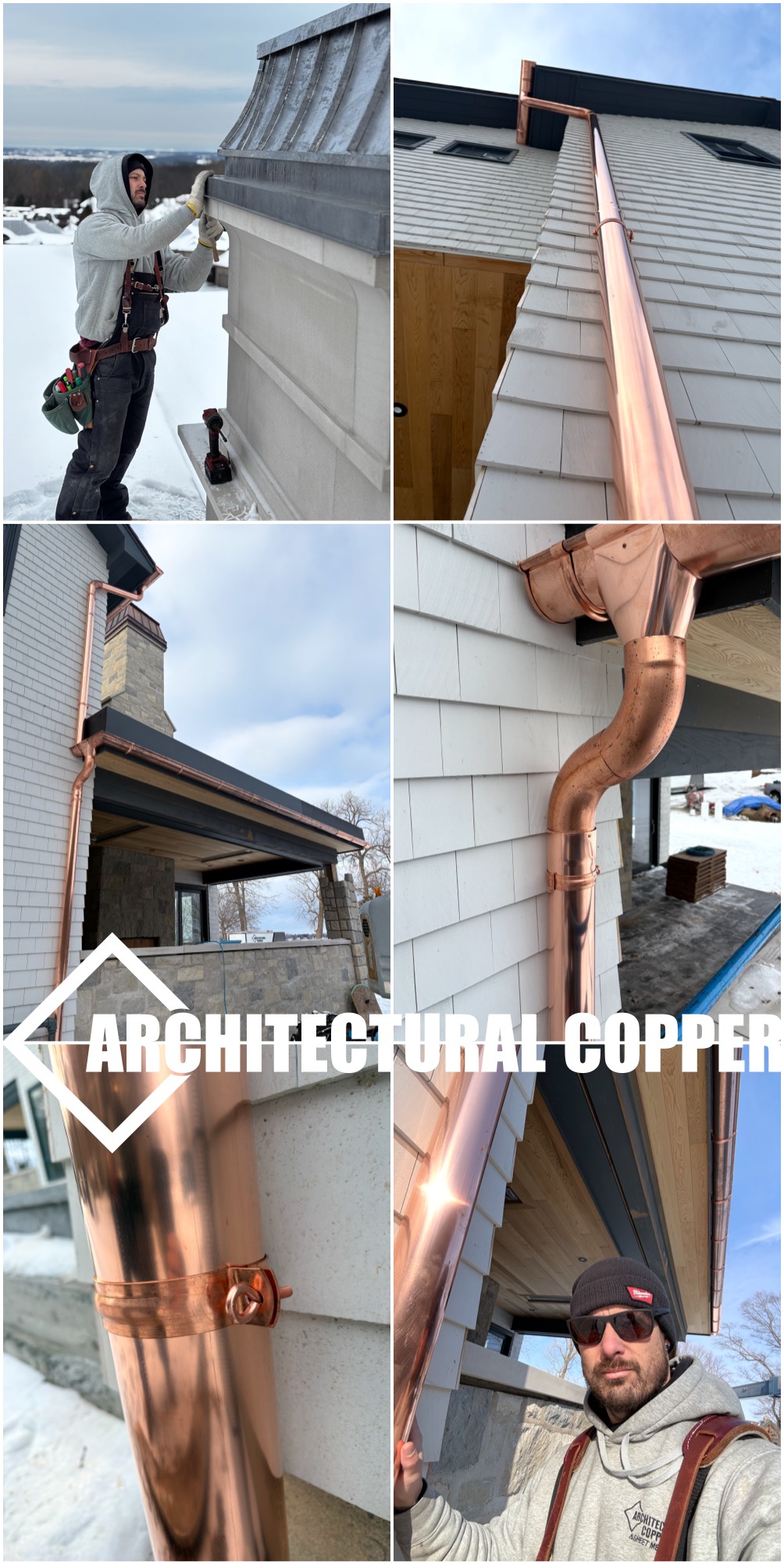 6” HALF ROUND COPPER GUTTERS